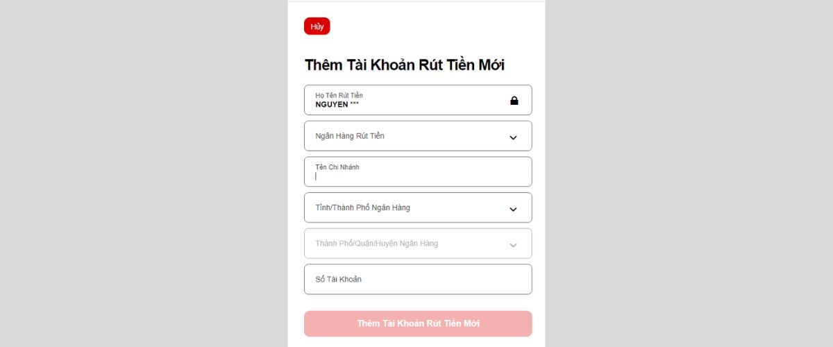 Điền thông tin liên kết ngân hàng trên hệ thống KTO