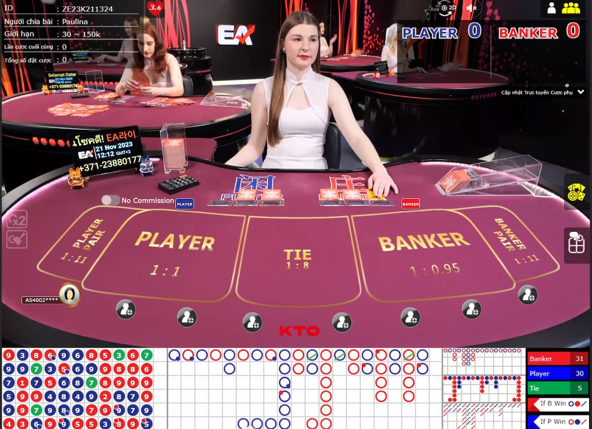 Đặt cược vào bàn chơi Baccarat KTO