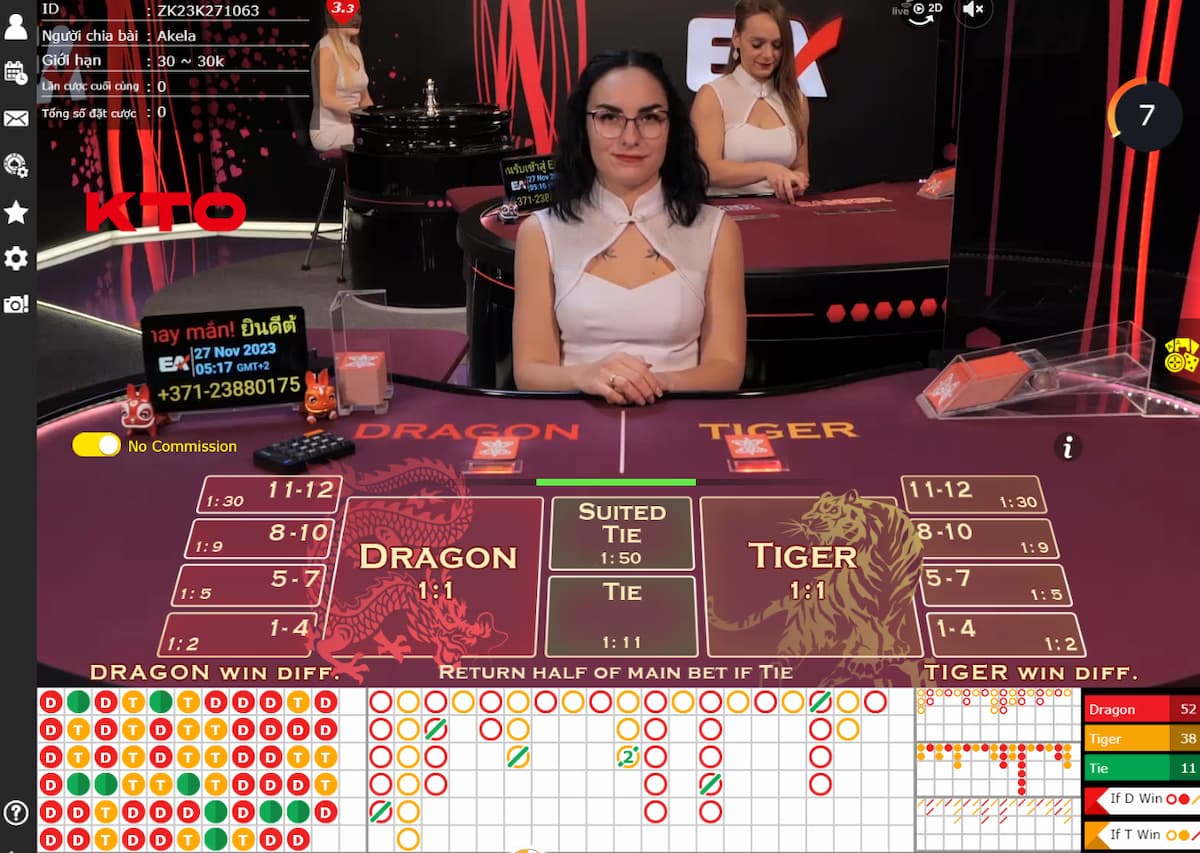 Thực hiện đặt cược vào Rồng Hổ KTO