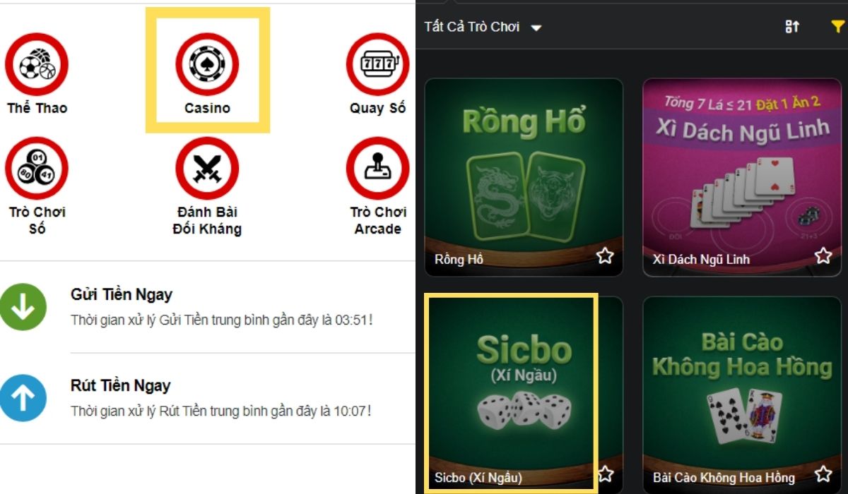 Chọn sảnh chơi sicbo Kto